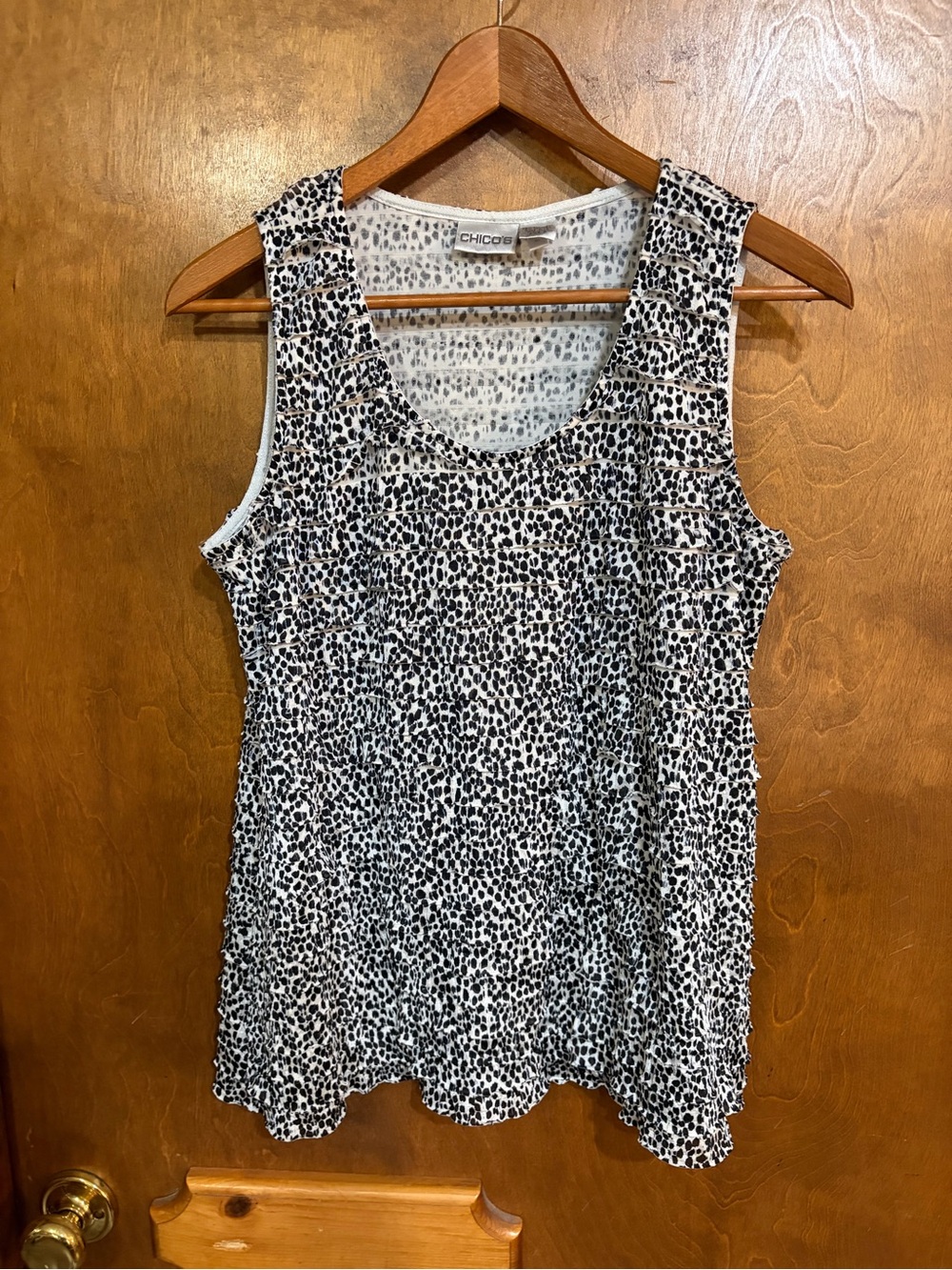 Chico's Black and White Leopard Print Sleeveless Tank